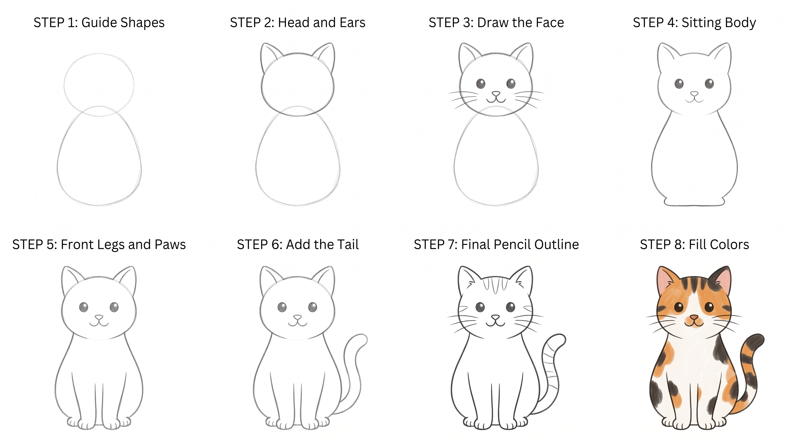 Calico Cat Drawing