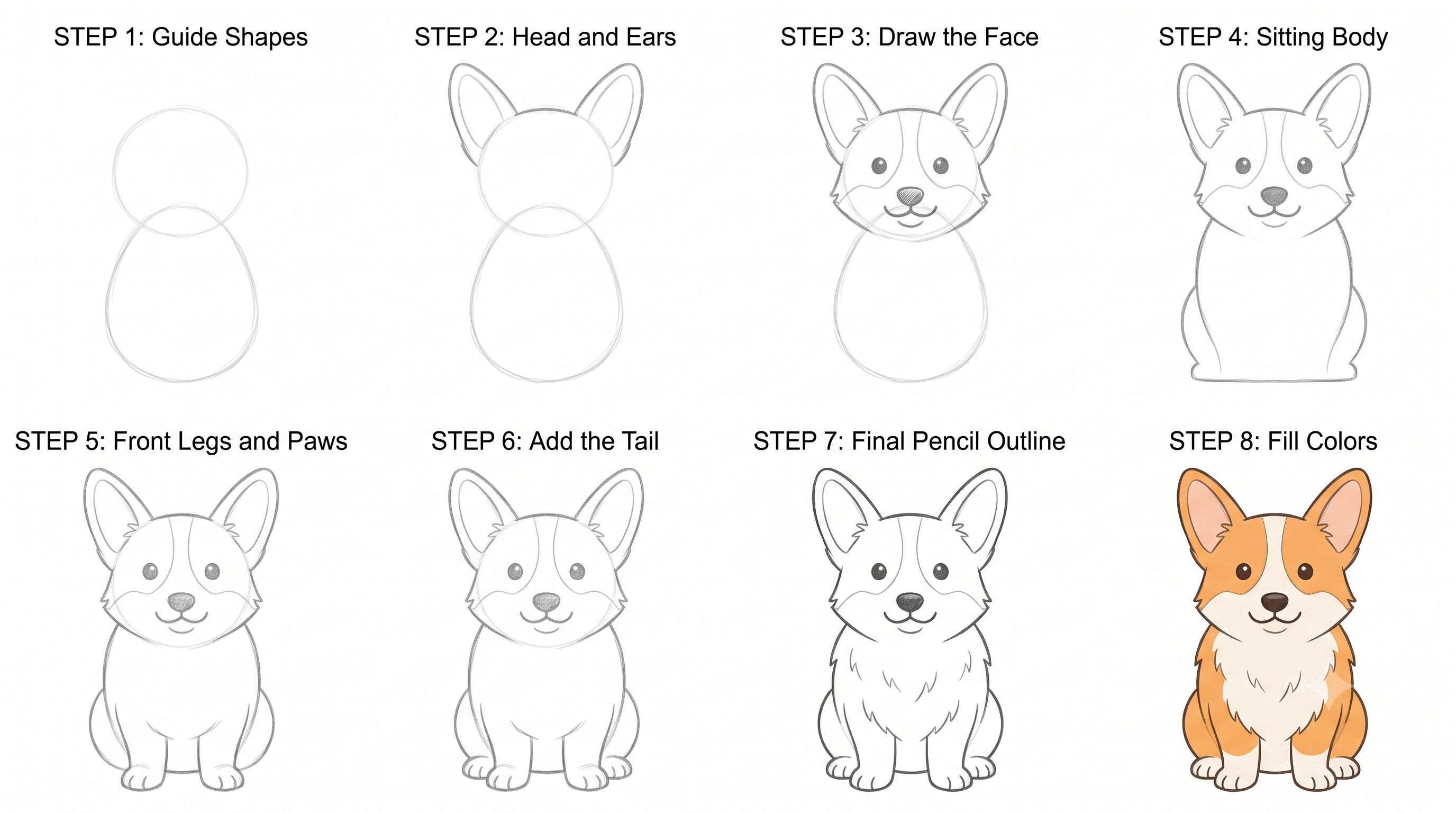 Cute Corgi Drawing Tutorial