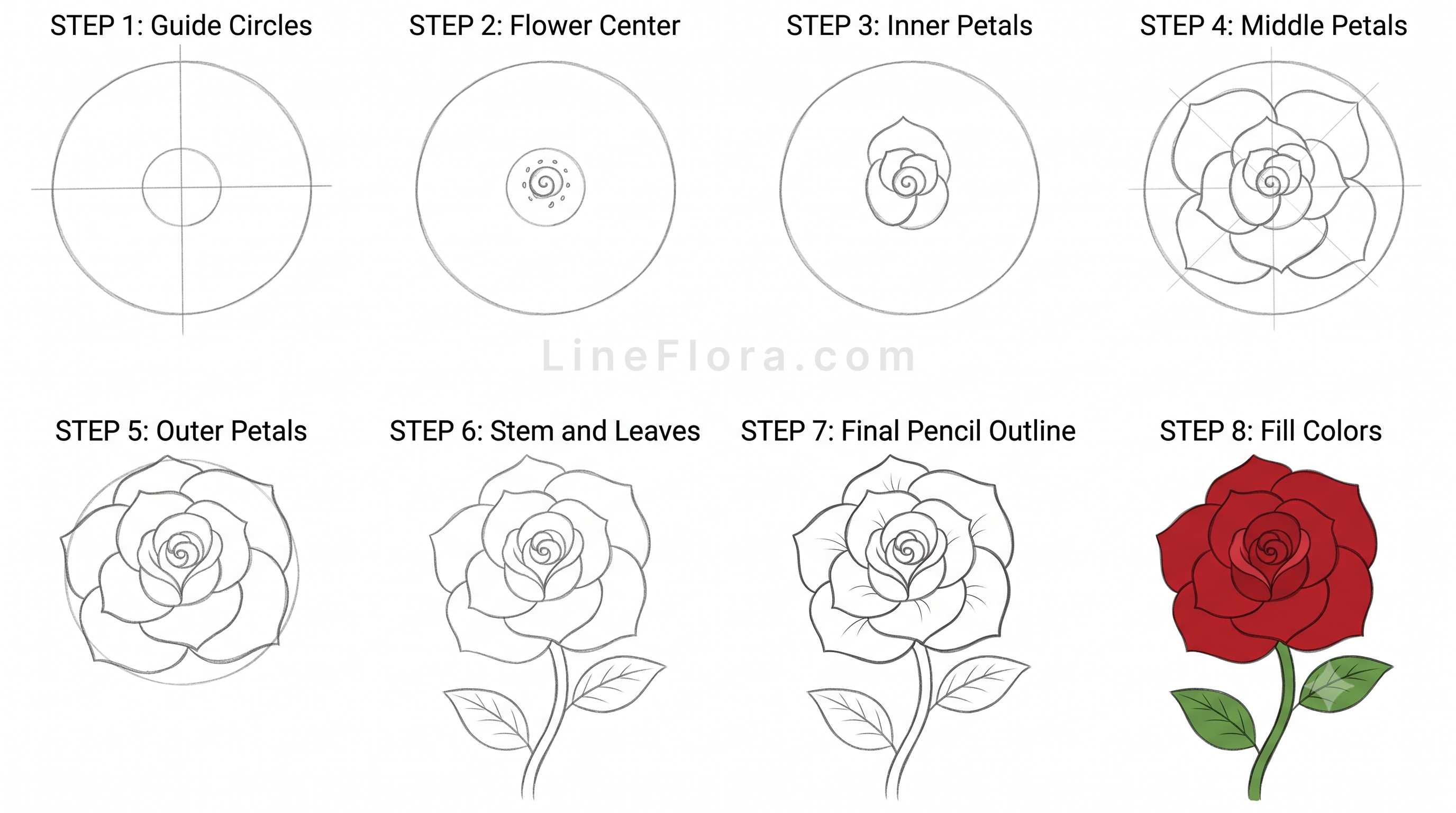 Easy Rose Drawing